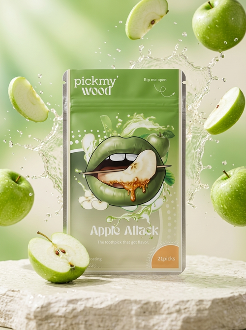 Apple Attack pack with flying green apple slices