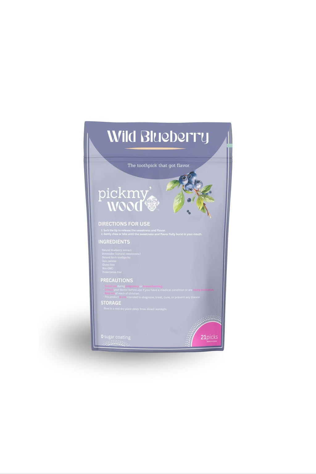 Wild Blueberry pack back with ingredients