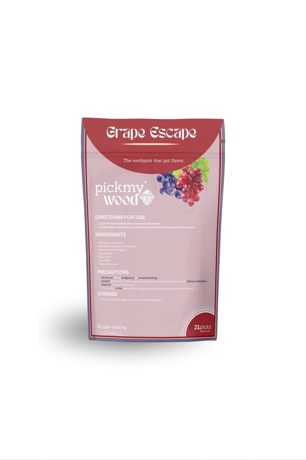Grape Escape pack back with ingredients