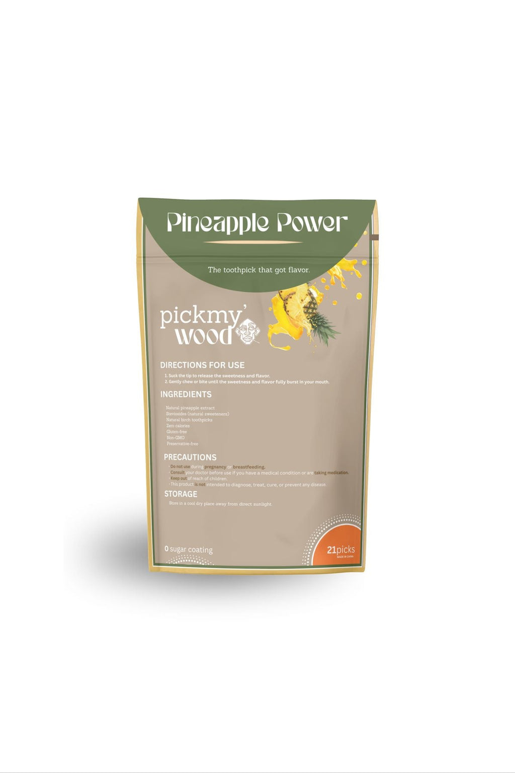 Pineapple Power pack back with ingredients